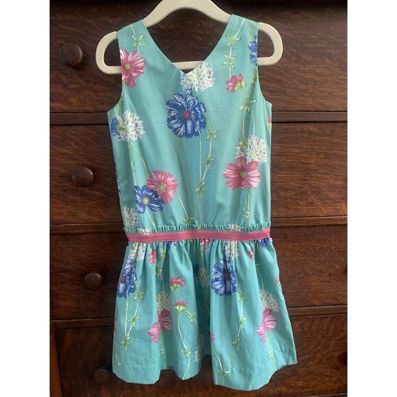 Neck & Neck Bold Floral Dress Green Drop Waist V-Neck 4-5 YR / 92-106 NWT